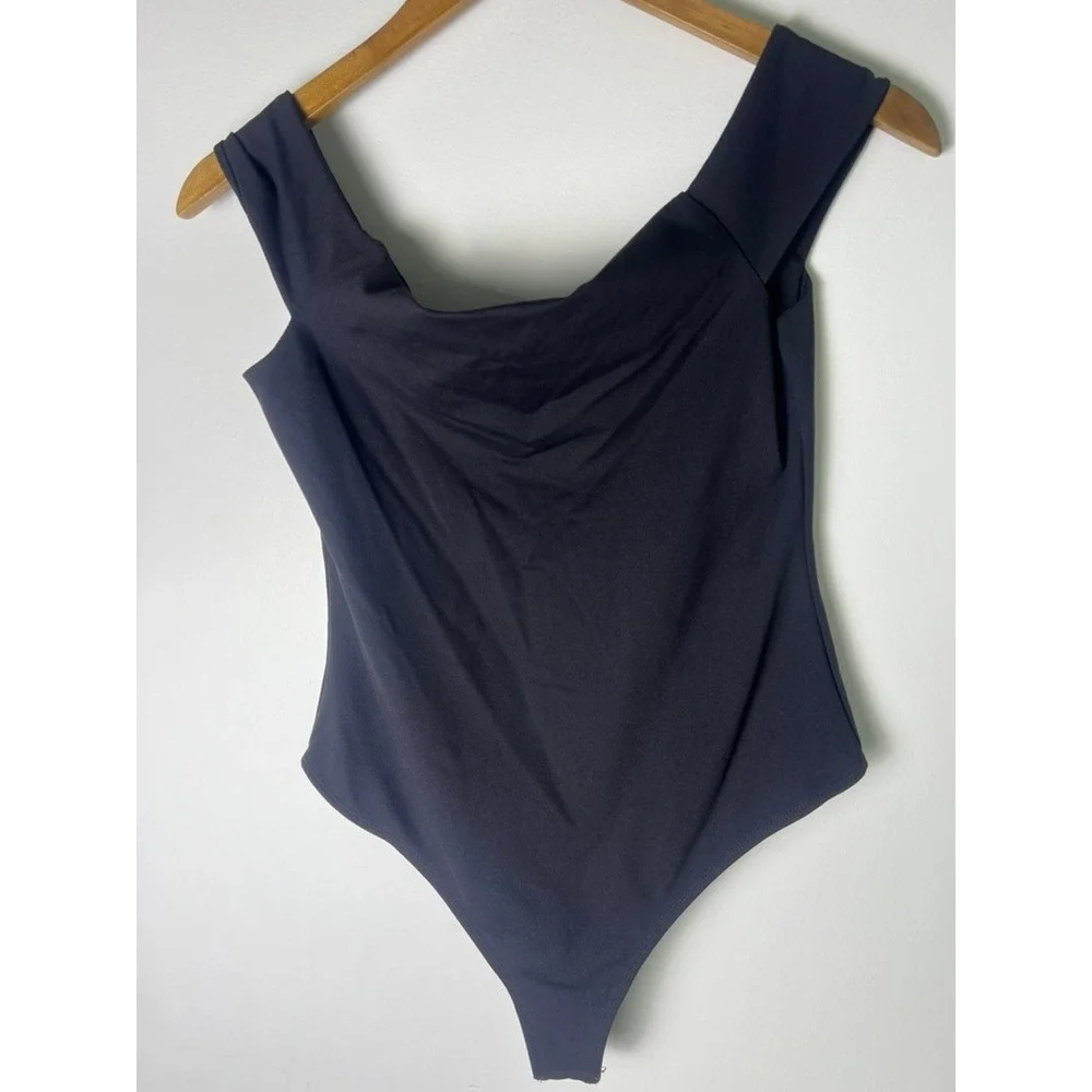 Free People Bodysuit M Black Square Neck Thong Intimately Minimalist Whimsigoth